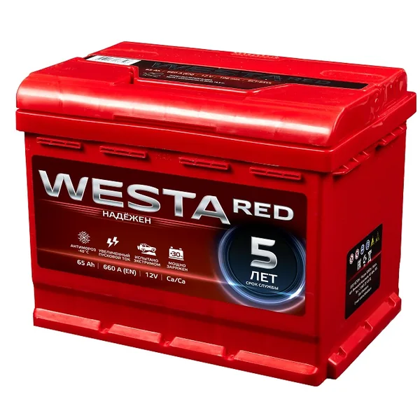 Аккумулятор WESTA Red 65 Ач 680 А (EN), прямая полярность, LN2