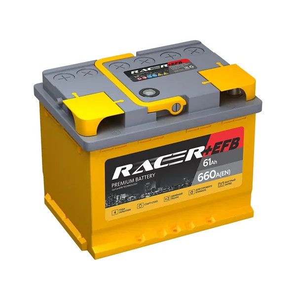 Аккумулятор RACER 61 Ач 660 А (EN), прямая полярность, LN2