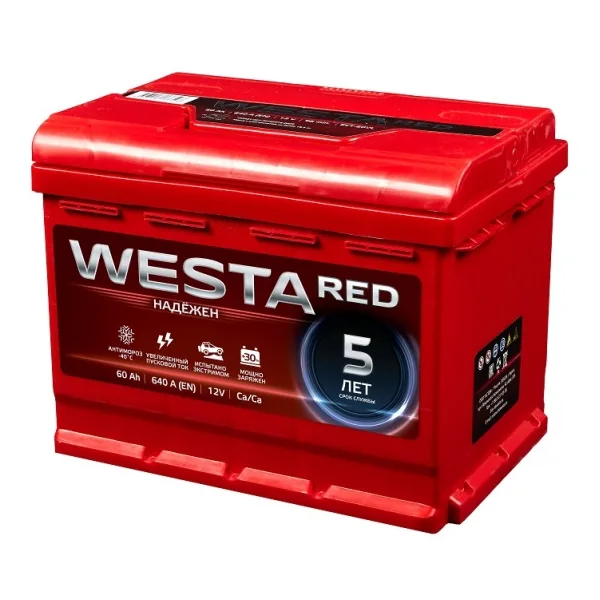 Аккумулятор WESTA Red 60 Ач 640 А (EN), обратная полярность, LN2