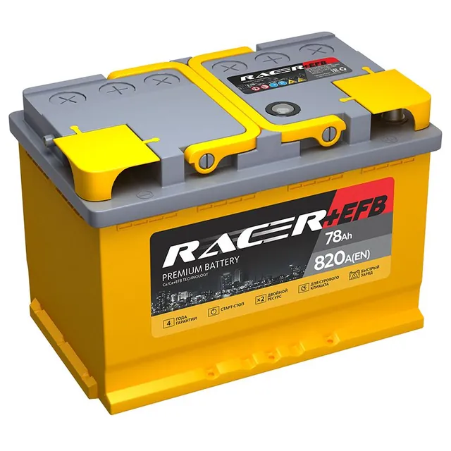 Аккумулятор RACER 78 Ач 820 А (EN), обратная полярность, LN3