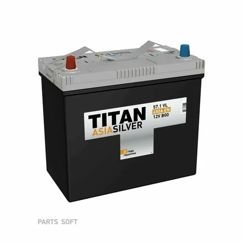 Аккумулятор TITAN Asia Silver 57 Ач 450 А (EN), прямая полярность, B24