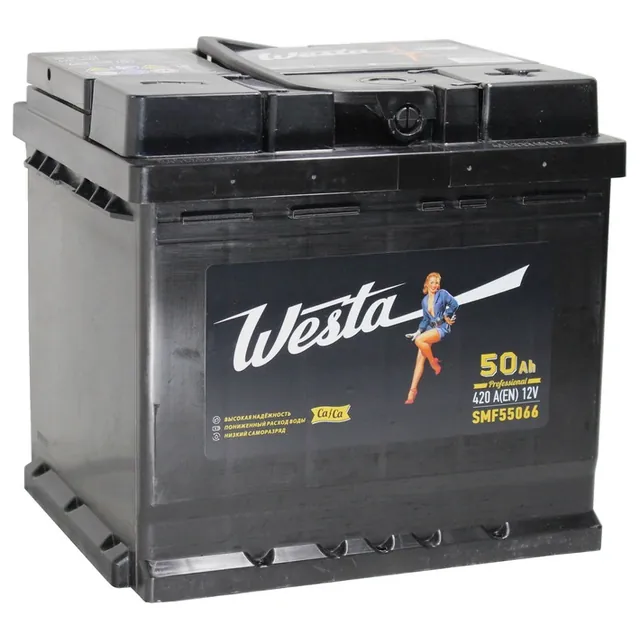 Аккумулятор WESTA 50 Ач 420 А (EN), обратная полярность, LN1