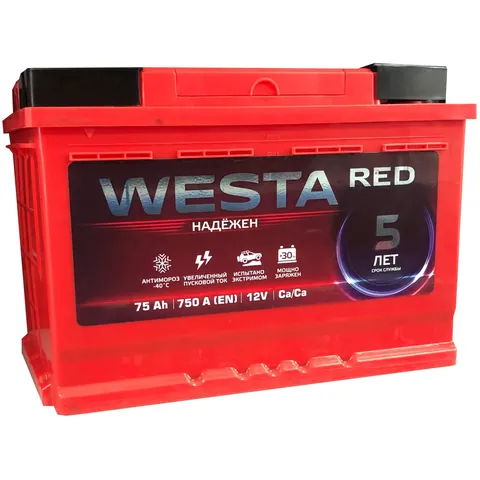 Аккумулятор WESTA RED 75 Ач 750 А (EN), обратная полярность, LN3
